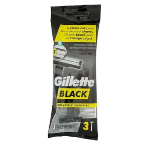 Black 3 Lubrastrip Fixed Razors - Gillette