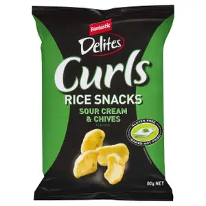 Delites Curl Rice Snacks Sour Cream & Chives Flavour - Fantastics