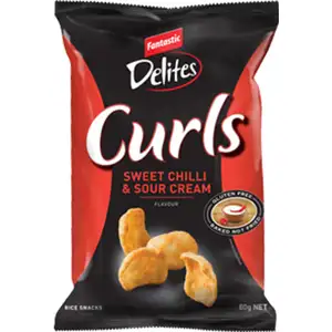 Delites Curl Rice Snacks Sweet Chilli & Cour Cream Flavour - Fantastics