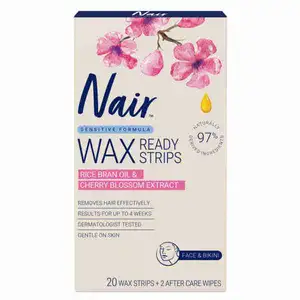 Rice Bean Oil & Cherry Blossom Extract Face & Bikini Wax Strips - Nair