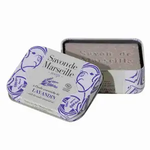 Marseille Soap with Metal Box Lavender Essential Oil - Alépia