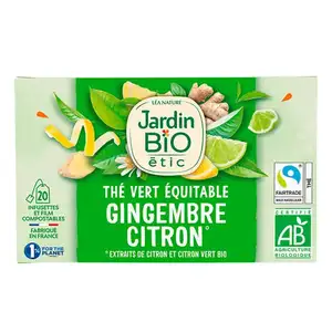 Organic Green Tea with Ginger and Lemon - Jardin Bio