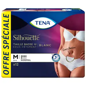 White Silhouette Normal Low Waist Size M - Tena