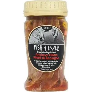 Anchovy Fillet in Cold Passed Extra Virgin Organic Olive Oil - Fish 4 Ever