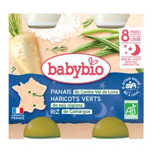 Evening Meal from 8 Months Parsnip, Green Beans and Rice - Babybio