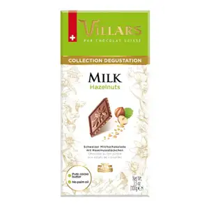 Swiss Milk Chocolate with Hazelnuts Pieces - Villars 