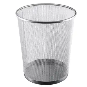 Round Metal Bin - Silver