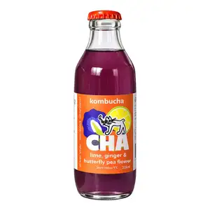 Lime, Ginger, Butterfly Pea Flower Kombucha - Kombucha CHA
