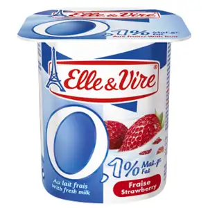 Strawberry Yogurt with Fresh Milk 0.1% Fat - Elle & Vire