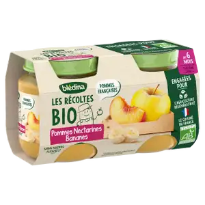 Baby Compote from 6 Months, Organic Harvest Apple Nectarine Banana - Blédina