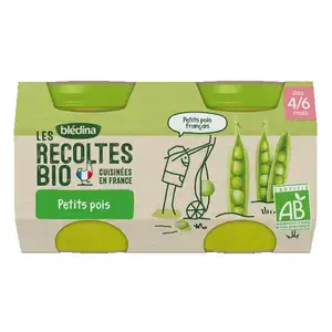 Baby Food from 4-6 Months, Organic Harvest Peas No Added Sugar - Blédina