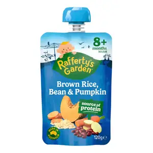 Baby Mash from 8 Months Plus, Brown Rice, Bean & Pumpkin - Rafferty's Garden