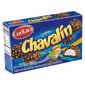 Cookies with Marshmallow, Chocolate Flavored Cover and Puffed Rice - Cuétara