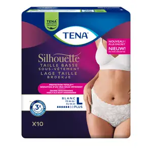 White Silhouette Plus Low Waist Size L - Tena