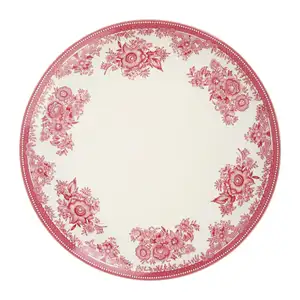White and Pink Dinner Plate - Geneviève Lethu