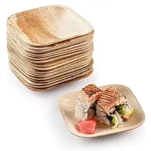 Palm Leaf Square Plates Tableware - BioPatra