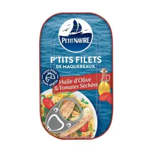 Small Mackerel Fillets in Olive Oil & Sun-Dried Tomatoes - Petit Navire