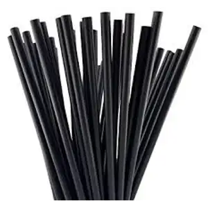 Black Plastic Straw