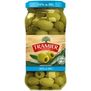 Pitted Green Olives Less Salt 25% - Tramier