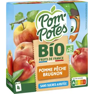 Organic Apple, Peach and Nectarine Compote No Added Sugar - Pom'Potes