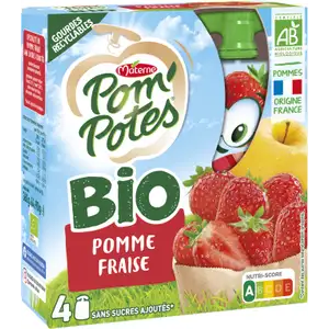 Organic Apple Strawberry No Sugar Added - Pom'Potes
