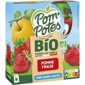Organic Apple Strawberry Compote No Added Sugar - Pom'Potes
