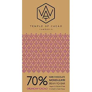 70% Crunchy Cacao Dark Chocolate - Wat Chocolate