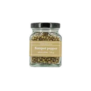 Whole White Kampot Pepper in Glass Jar - Senteurs D'Angkor