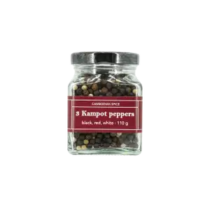 Mixed Whole Kampot Peppers in Glass Jar - Senteurs D'Angkor