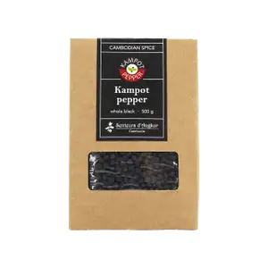 Whole Black Kampot Pepper in Kraft Bag 150g - Senteurs D'Angkor