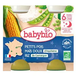 Evening Meal from 6 Months Small Peas, Sweet Corn and Rice - Babybio