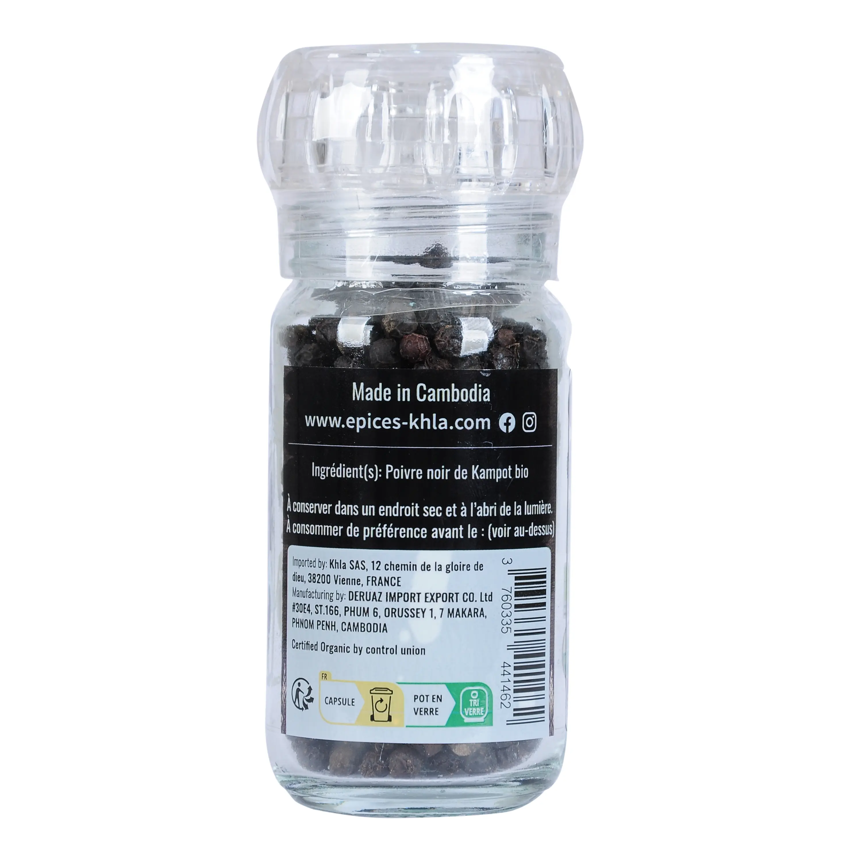 Organic Black Kampot Pepper PGI in Mill 2
